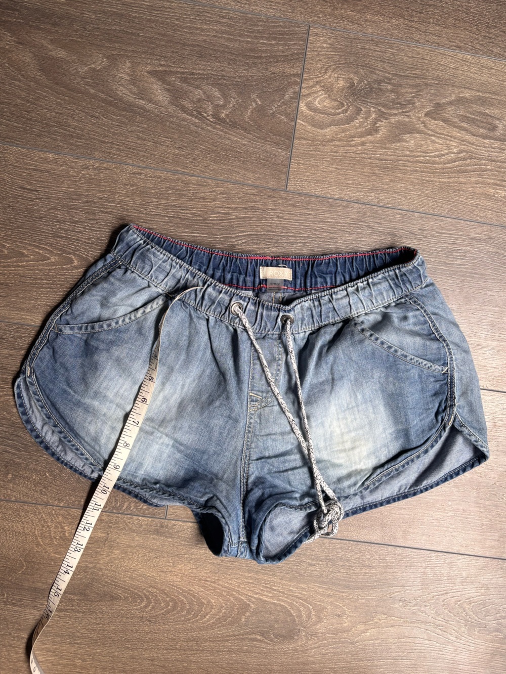 Roxy Light Chambray Denim-Style Drawstring Shorts - Picture 3 of 7